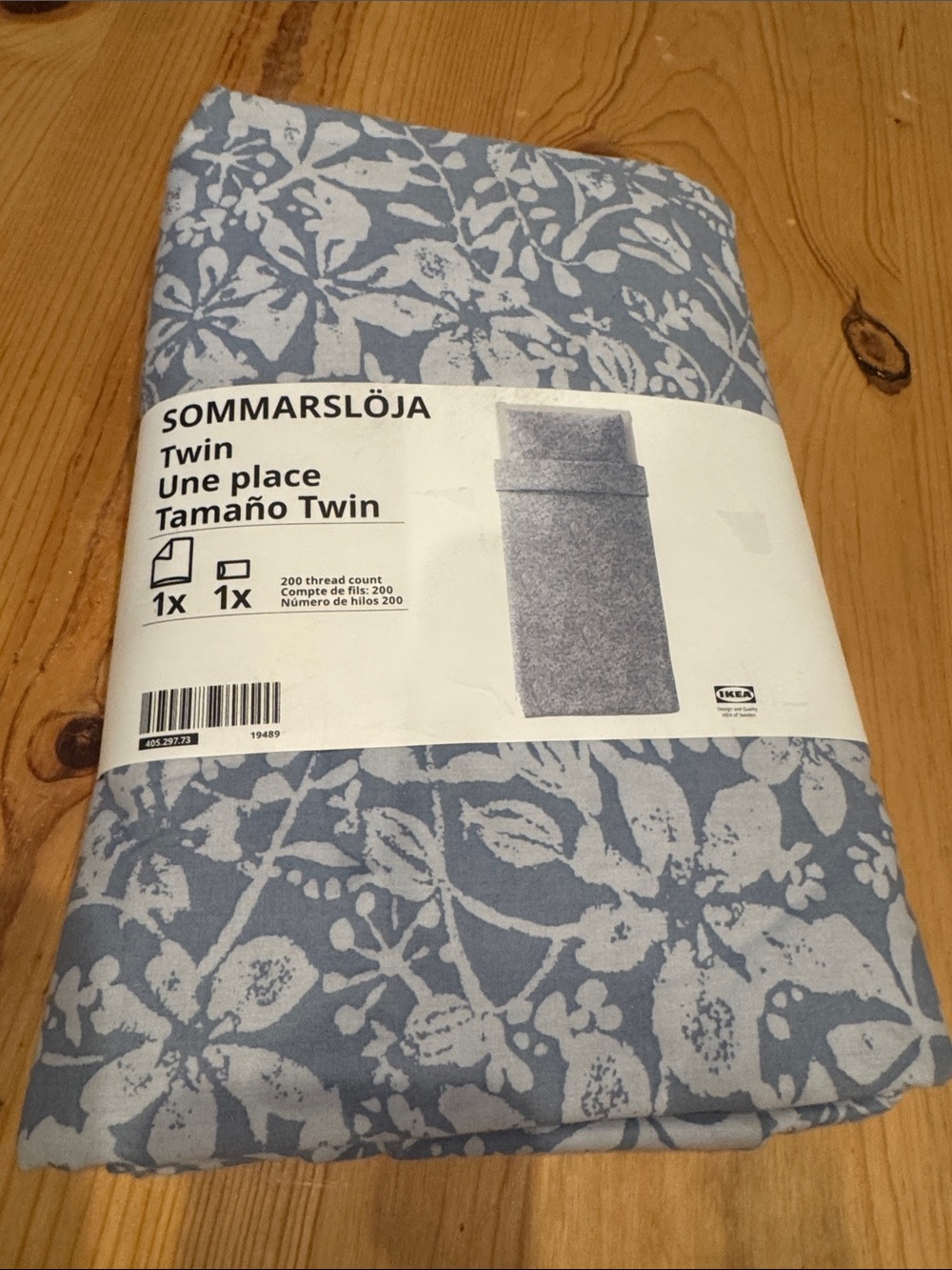 IKEA SOMMARSLÖJA Blue and White Floral Twin Duvet Cover